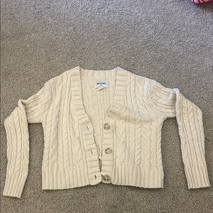 American Eagle Outfitters Beige Cable Knit Cardigan